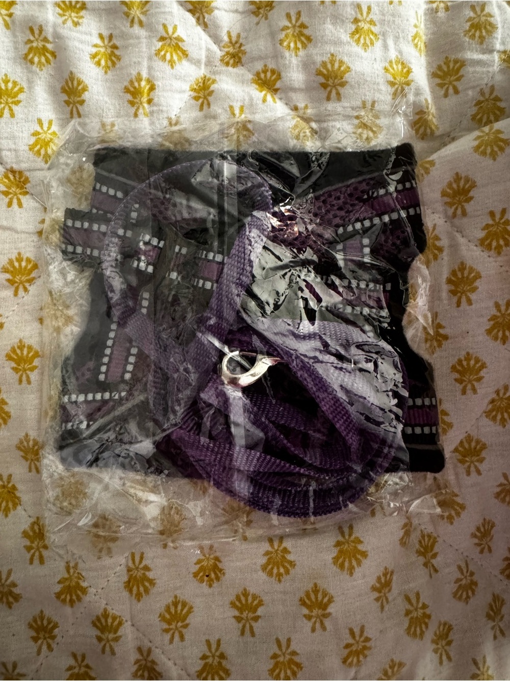Dog or cat mesh body harness with matching leash. Too small for our 20lb cats.